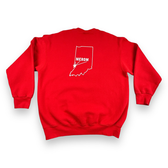 Vintage Veterans Memorial Sweater Adult LARGE Red Sweatshirt Y2K Indiana 2002 - Picture 2 of 6